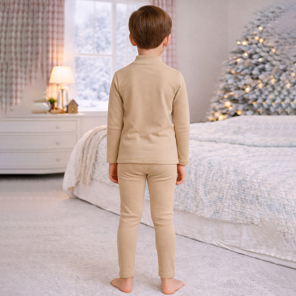 Cream Kelly Crew Neck Upper & Lower Body Thermal Winter Warmers