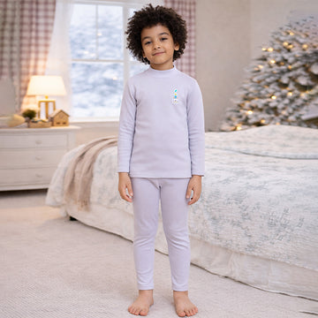 Lilac Kelly Crew Neck Upper & Lower Body Thermal Winter Warmers