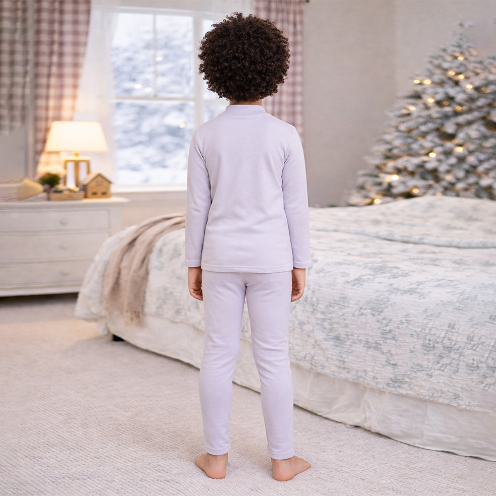 Lilac Kelly Crew Neck Upper & Lower Body Thermal Winter Warmers