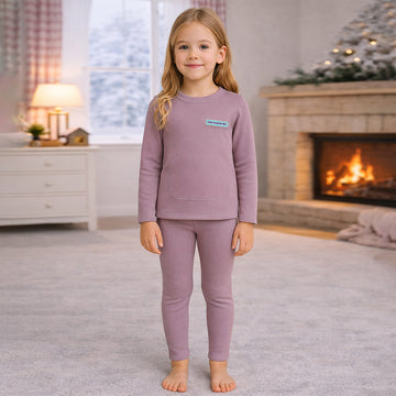 Mauve Round Neck Upper & Lower Body Thermal Winter Warmers