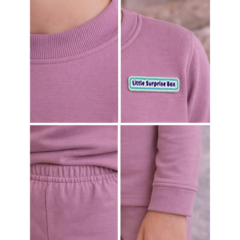 Mauve Round Neck Upper & Lower Body Thermal Winter Warmers