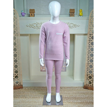 Mauve Round Neck Upper & Lower Body Thermal Winter Warmers