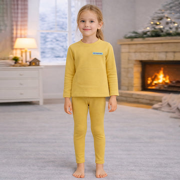 Mustard Round Neck Upper & Lower Body Thermal Winter Warmers
