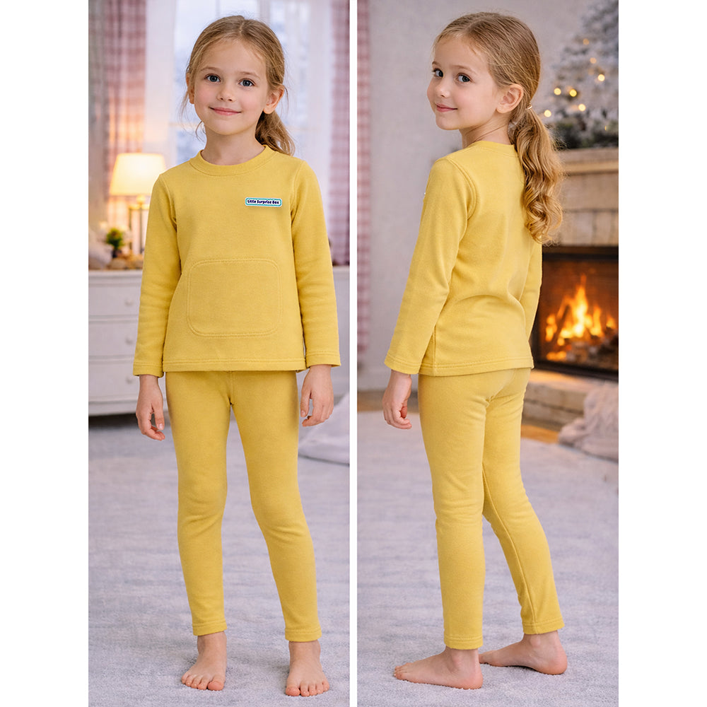 Mustard Round Neck Upper & Lower Body Thermal Winter Warmers