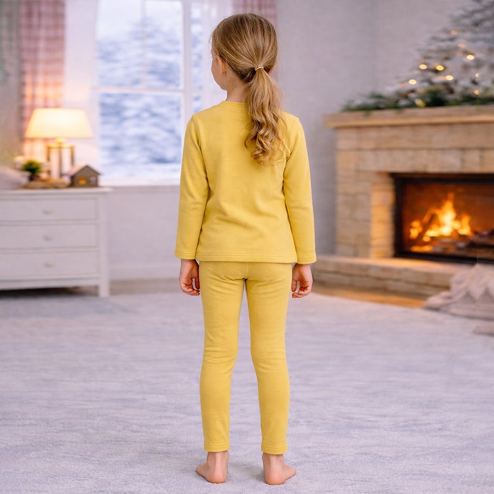 Mustard Round Neck Upper & Lower Body Thermal Winter Warmers
