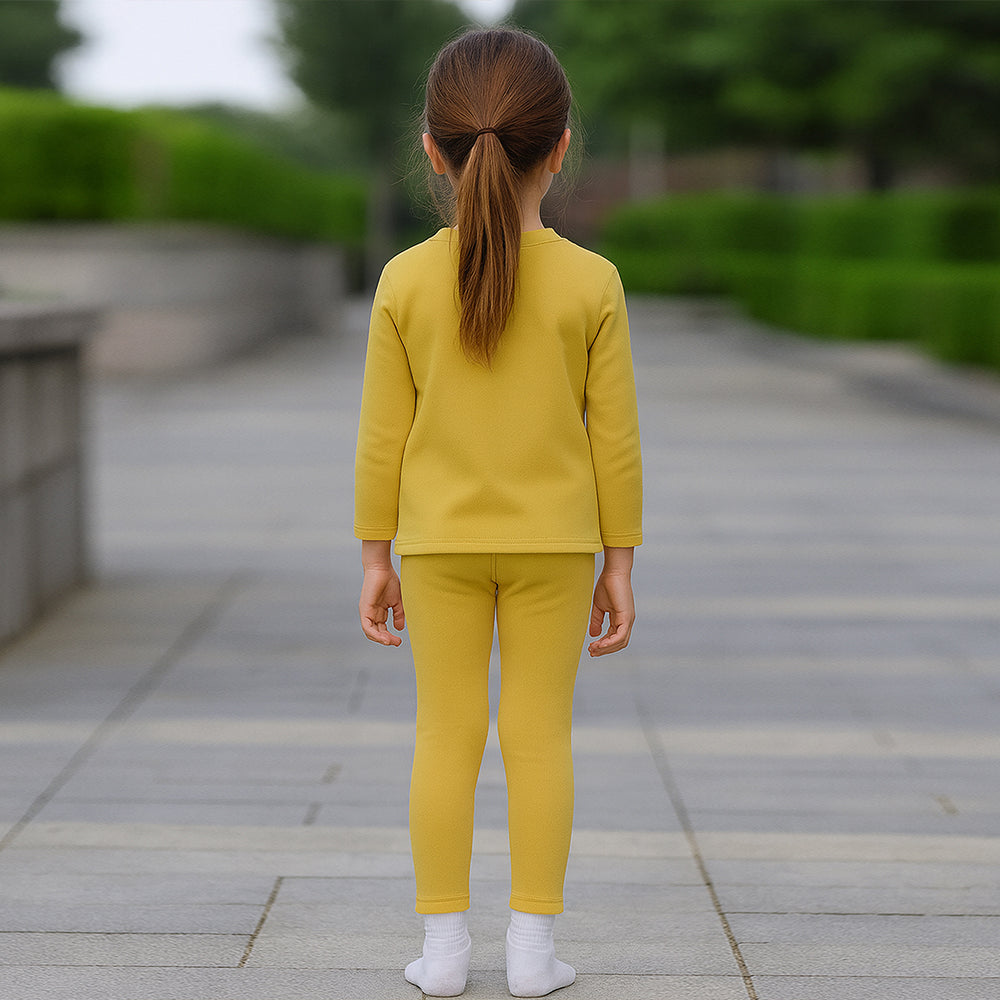 Mustard Round Neck Upper & Lower Body Thermal Winter Warmers