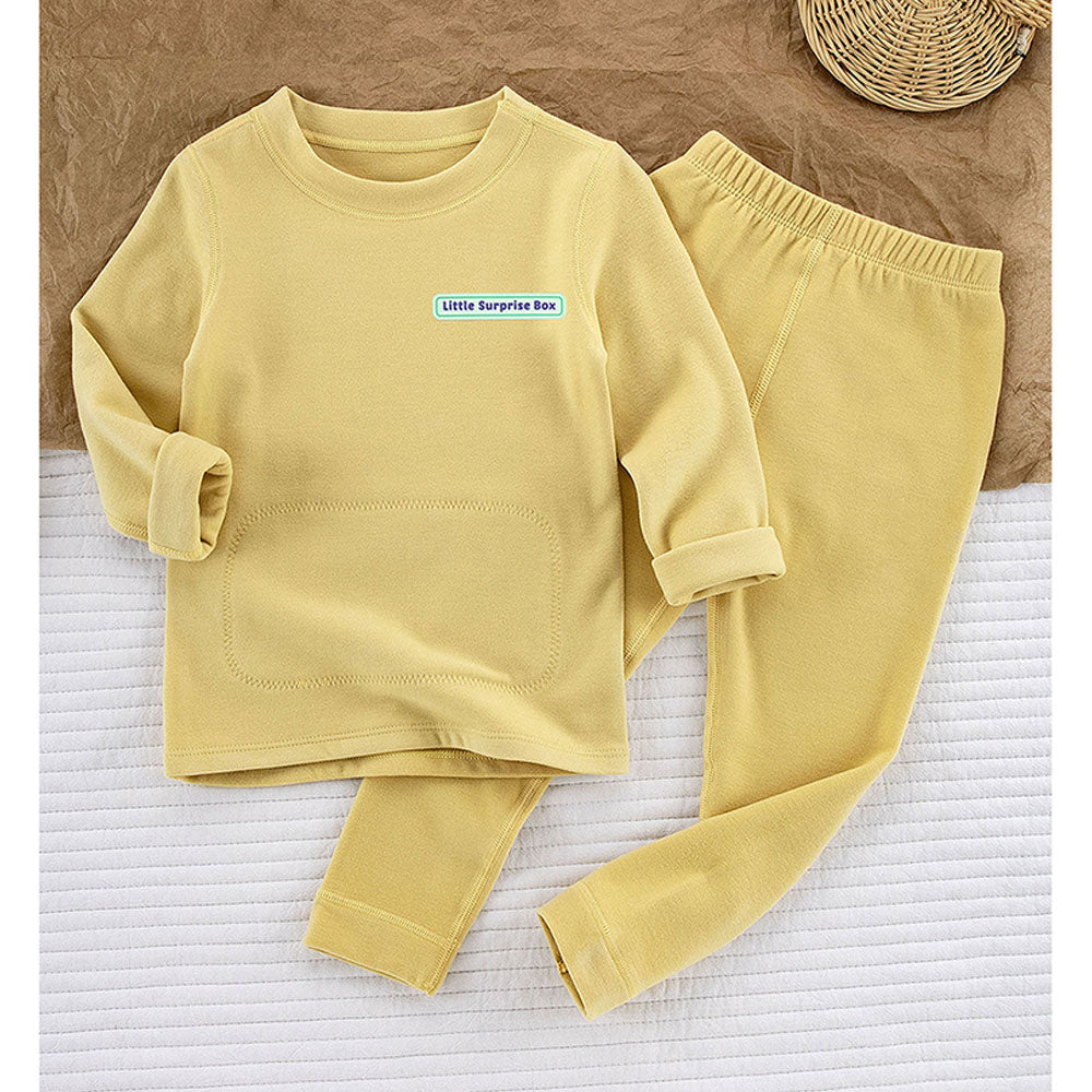 Mustard Round Neck Upper & Lower Body Thermal Winter Warmers