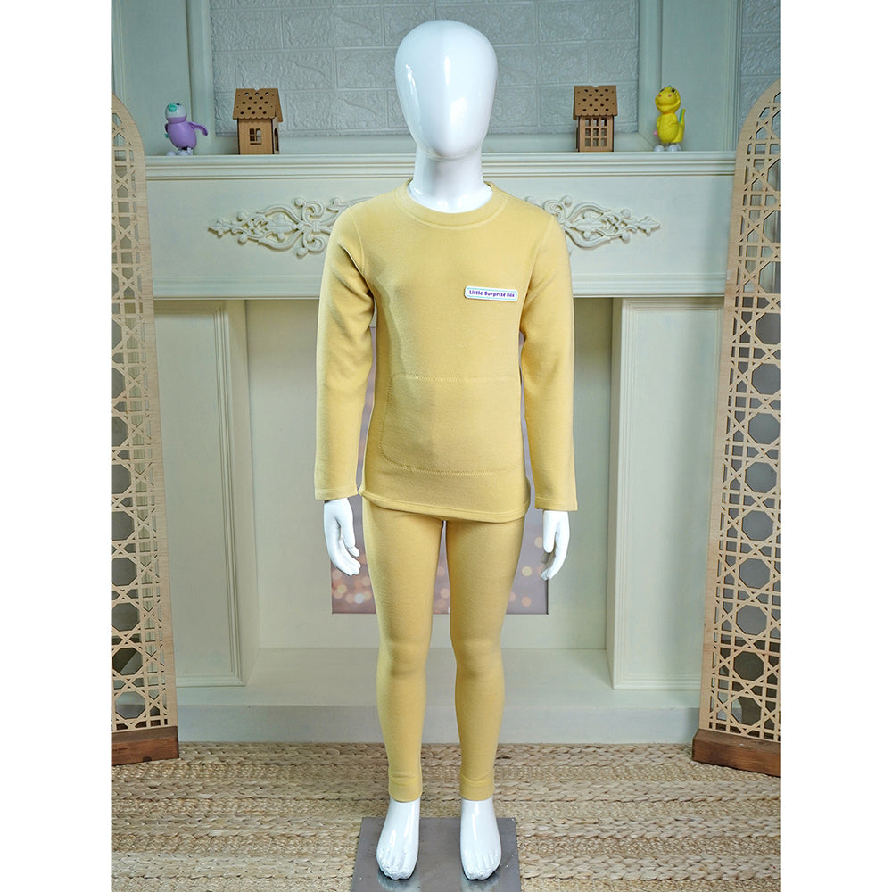 Mustard Round Neck Upper & Lower Body Thermal Winter Warmers