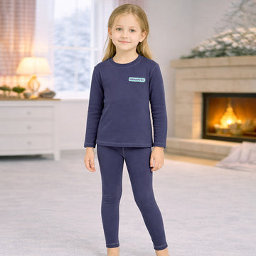 Navy Round Neck Upper & Lower Body Thermal Winter Warmers