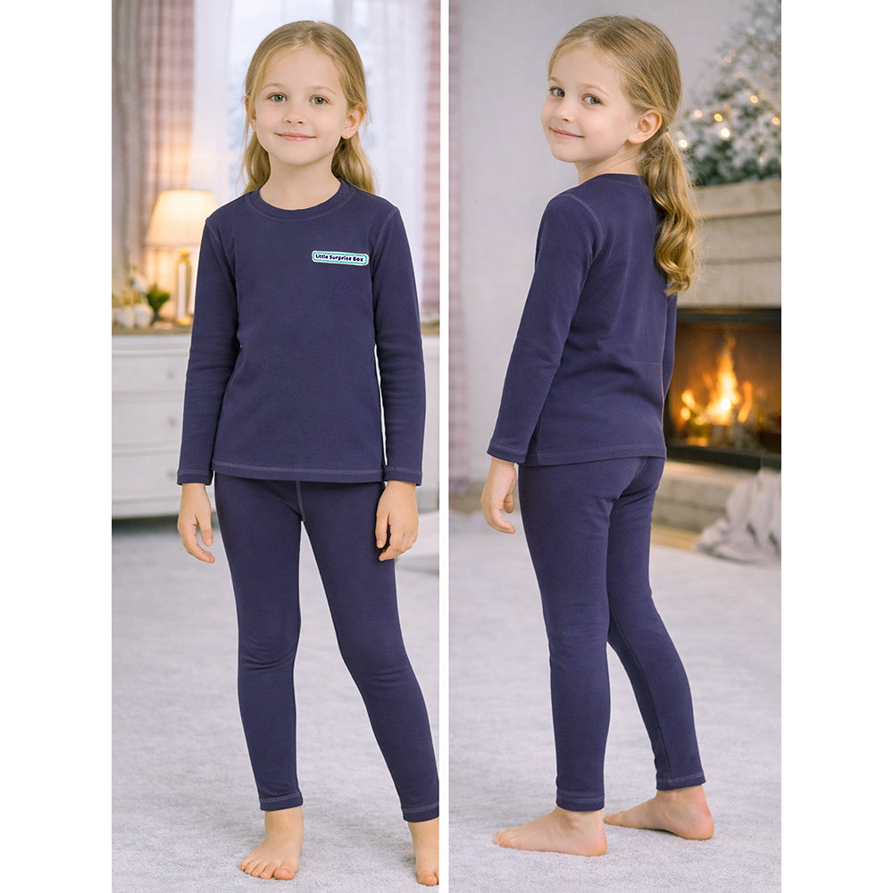 Navy Round Neck Upper & Lower Body Thermal Winter Warmers