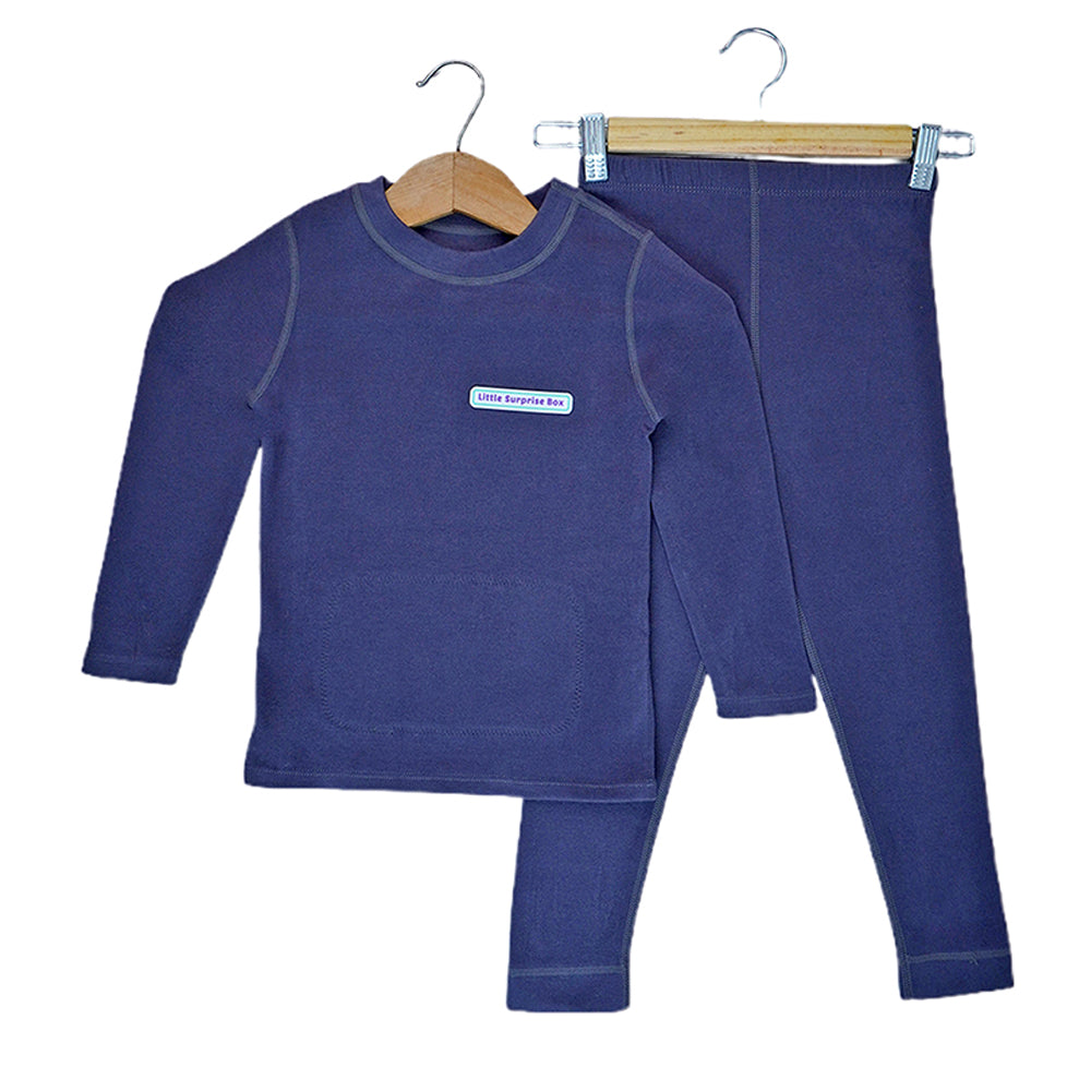 Navy Round Neck Upper & Lower Body Thermal Winter Warmers