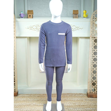 Navy Round Neck Upper & Lower Body Thermal Winter Warmers