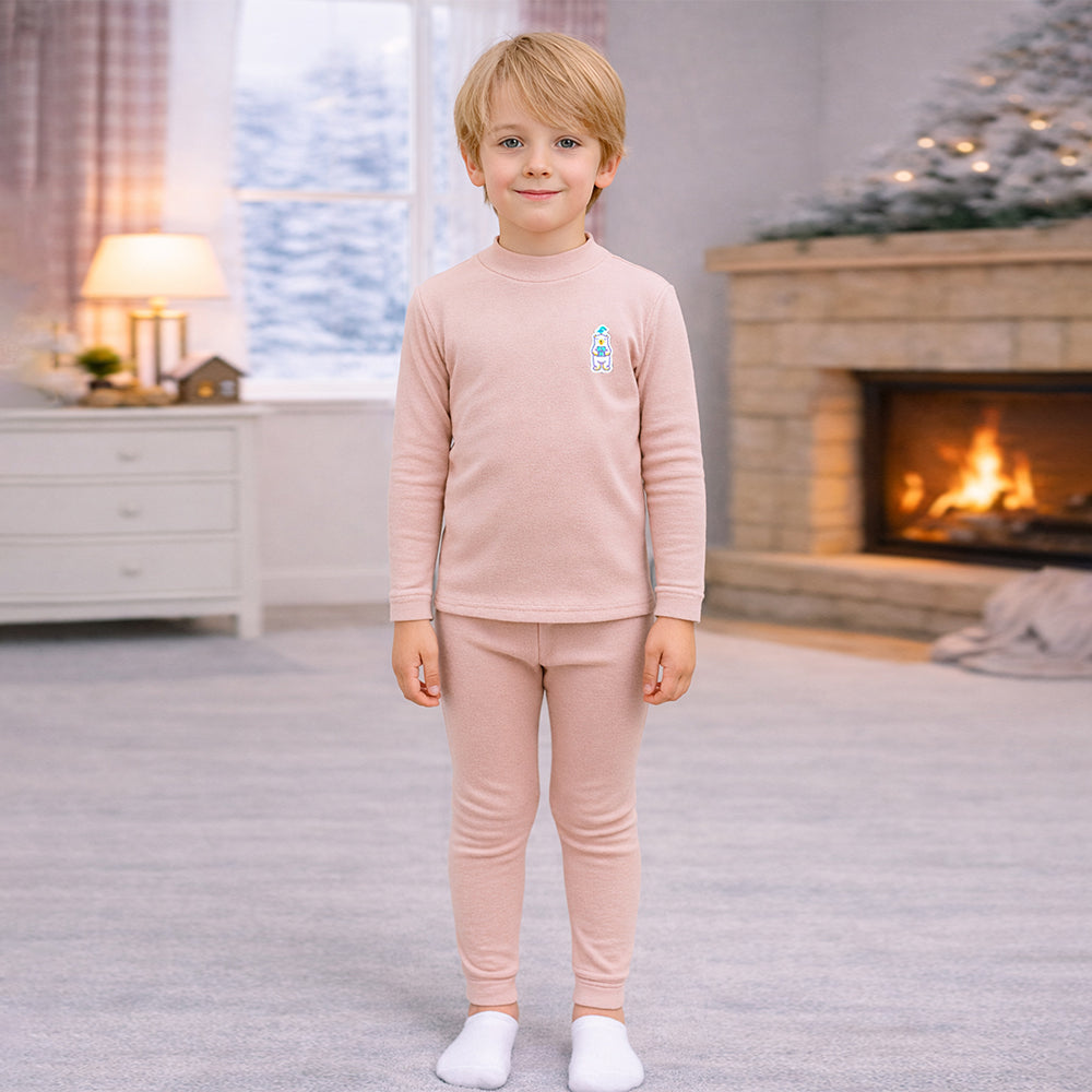 Pink Kelly Crew Neck Upper & Lower Body Thermal Winter Warmers
