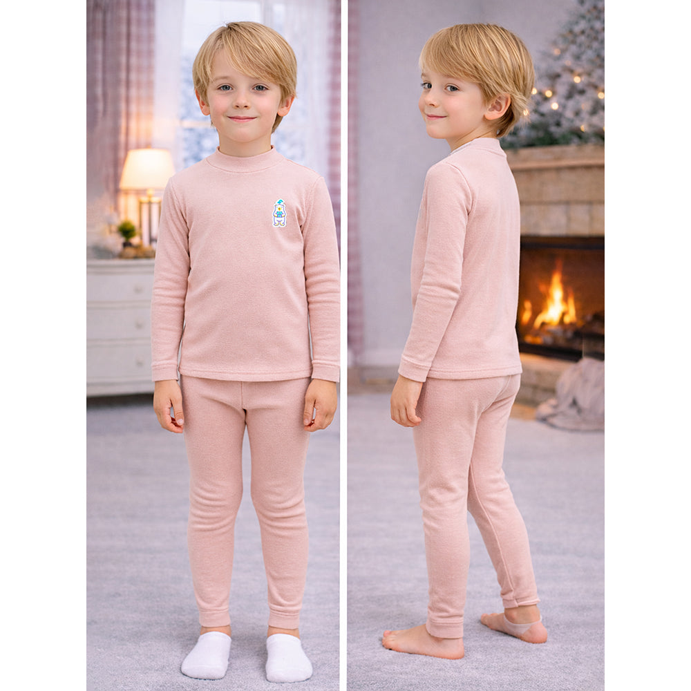 Pink Kelly Crew Neck Upper & Lower Body Thermal Winter Warmers