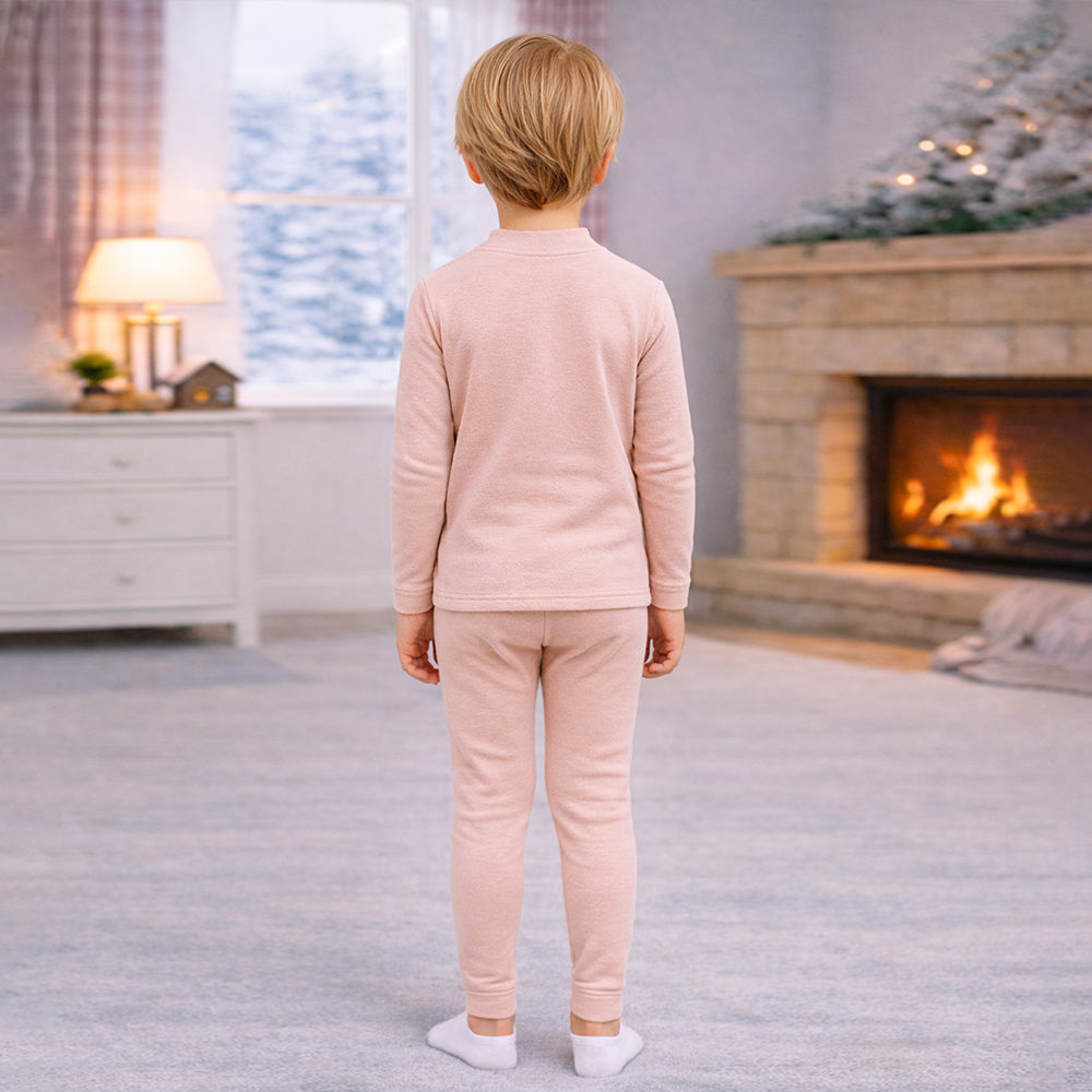 Pink Kelly Crew Neck Upper & Lower Body Thermal Winter Warmers