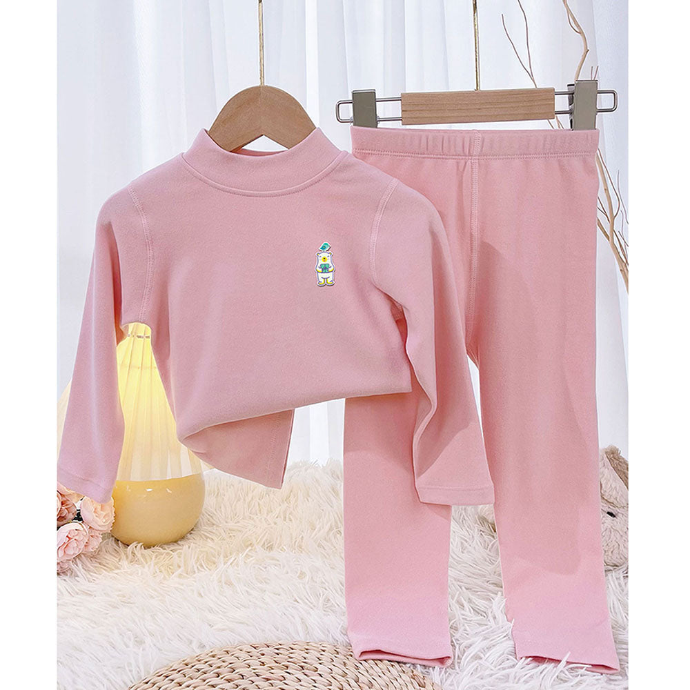 Pink Kelly Crew Neck Upper & Lower Body Thermal Winter Warmers