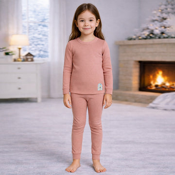 Stripes Maroon Round Neck Upper & Lower Body Thermal Winter Warmers