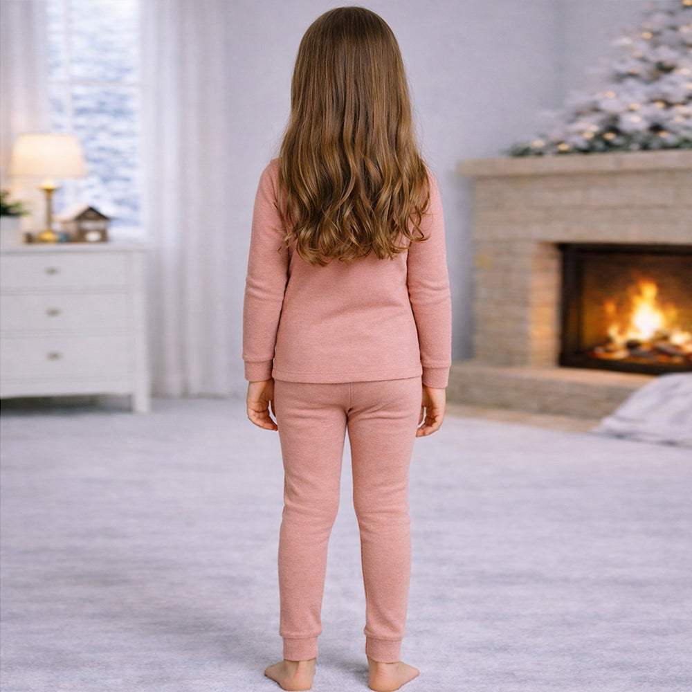 Stripes Maroon Round Neck Upper & Lower Body Thermal Winter Warmers