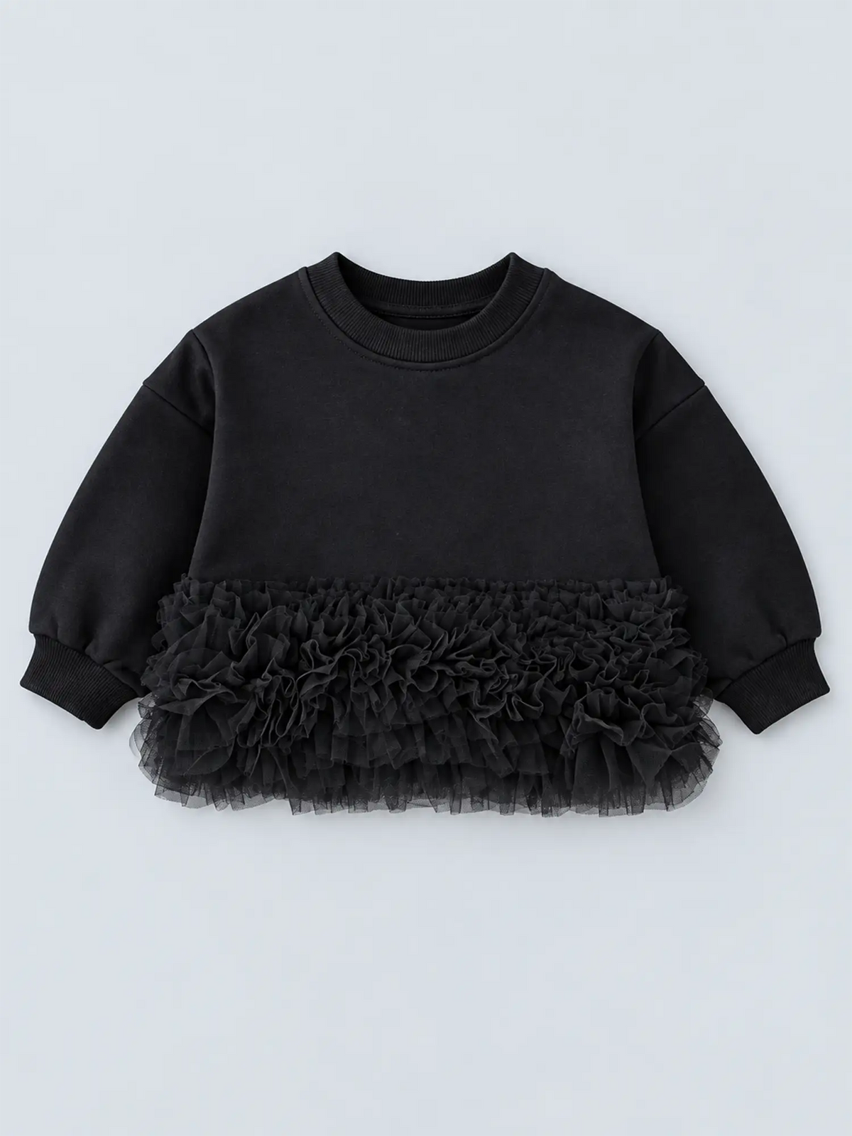 Black Fur Trim Party Top for Girls