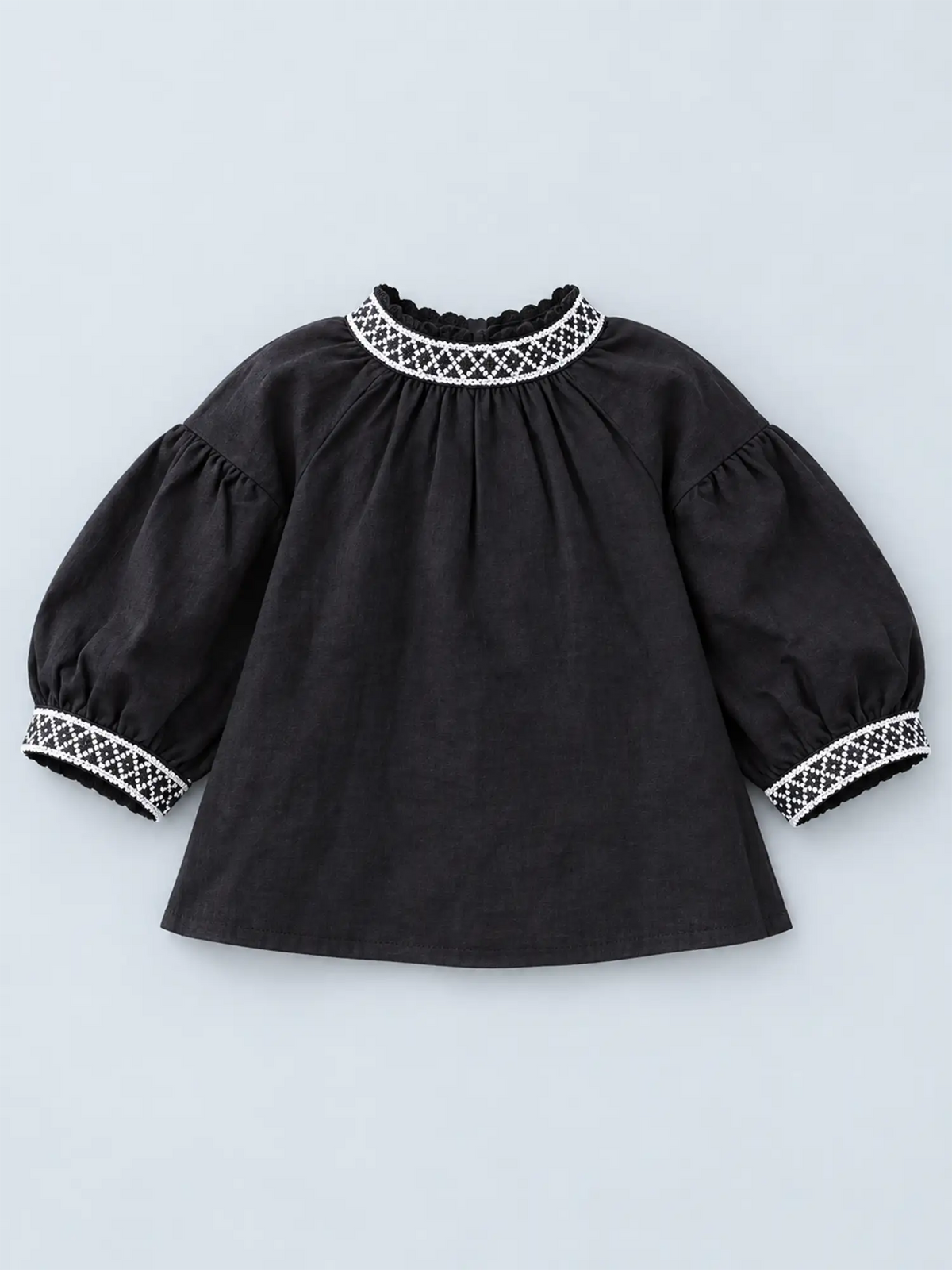Blace Emroidered Neck Party Top for Girls