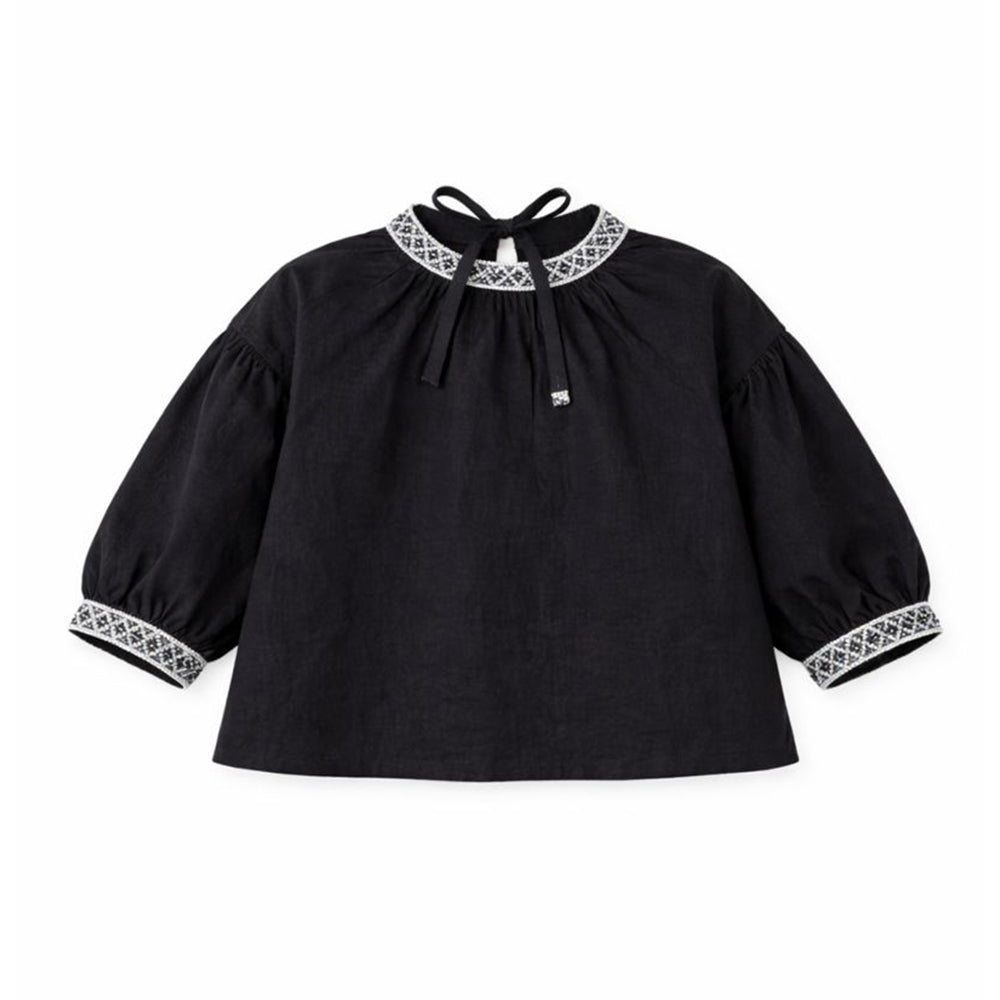 Blace Emroidered Neck Party Top for Girls