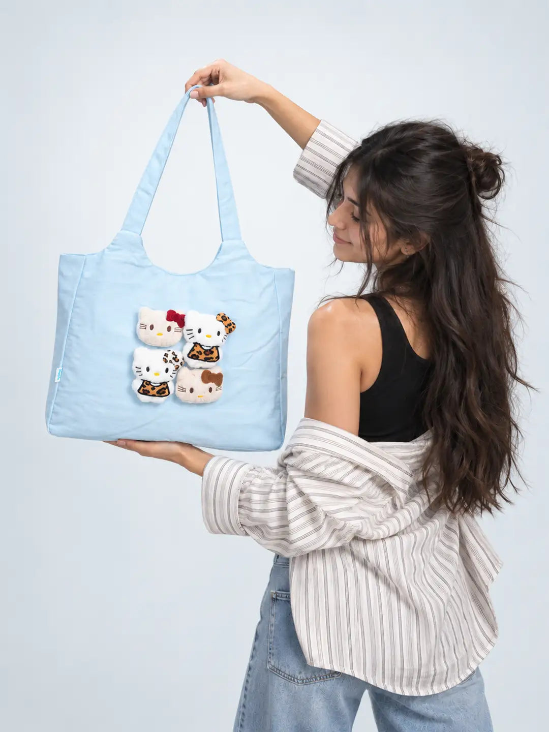 Blue 3D Kitties stylish & casual Tote Bag for Teens & Adults