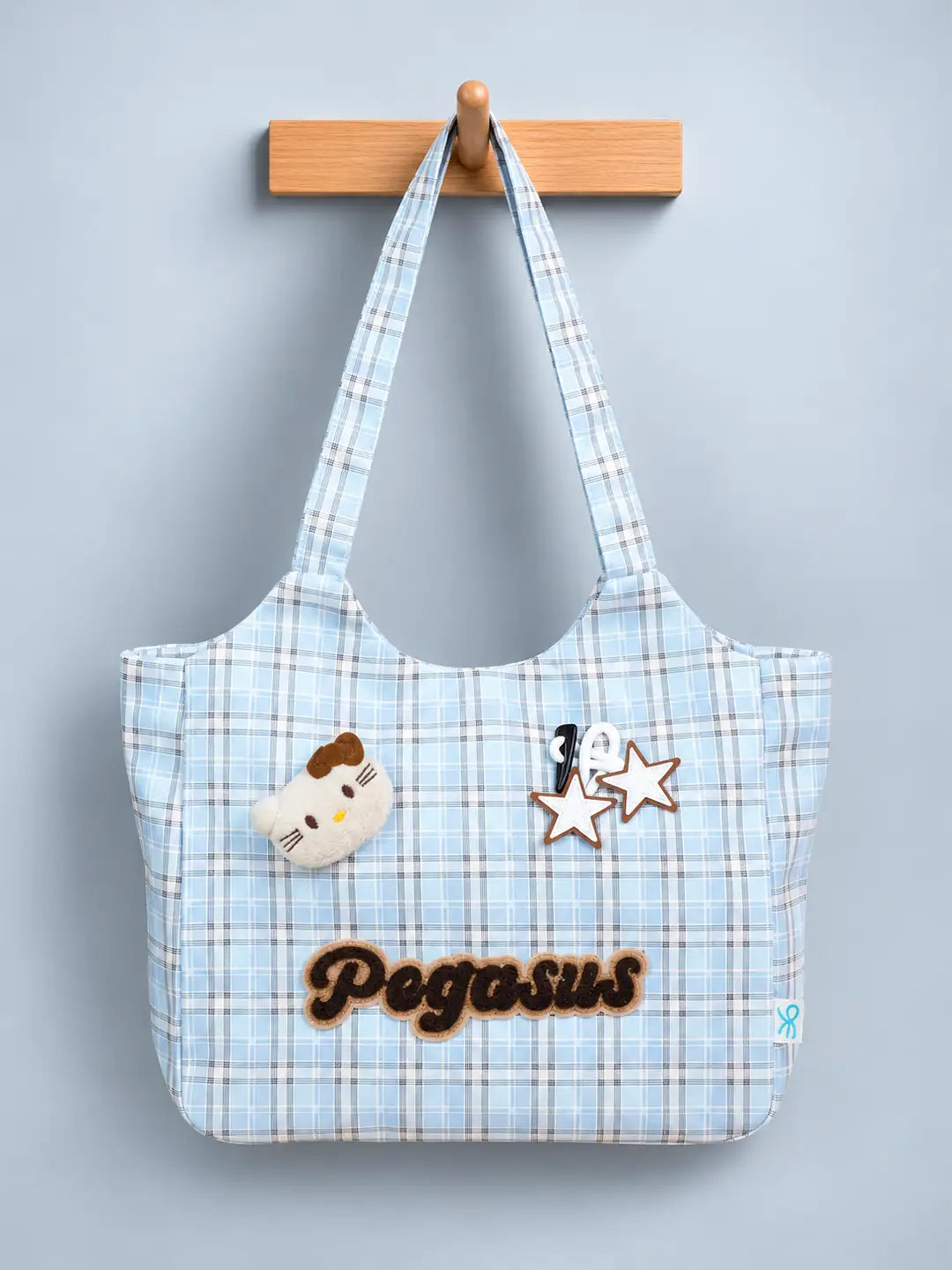 Blue Checks Pegasus stylish & casual Tote Bag for Teens & Adults