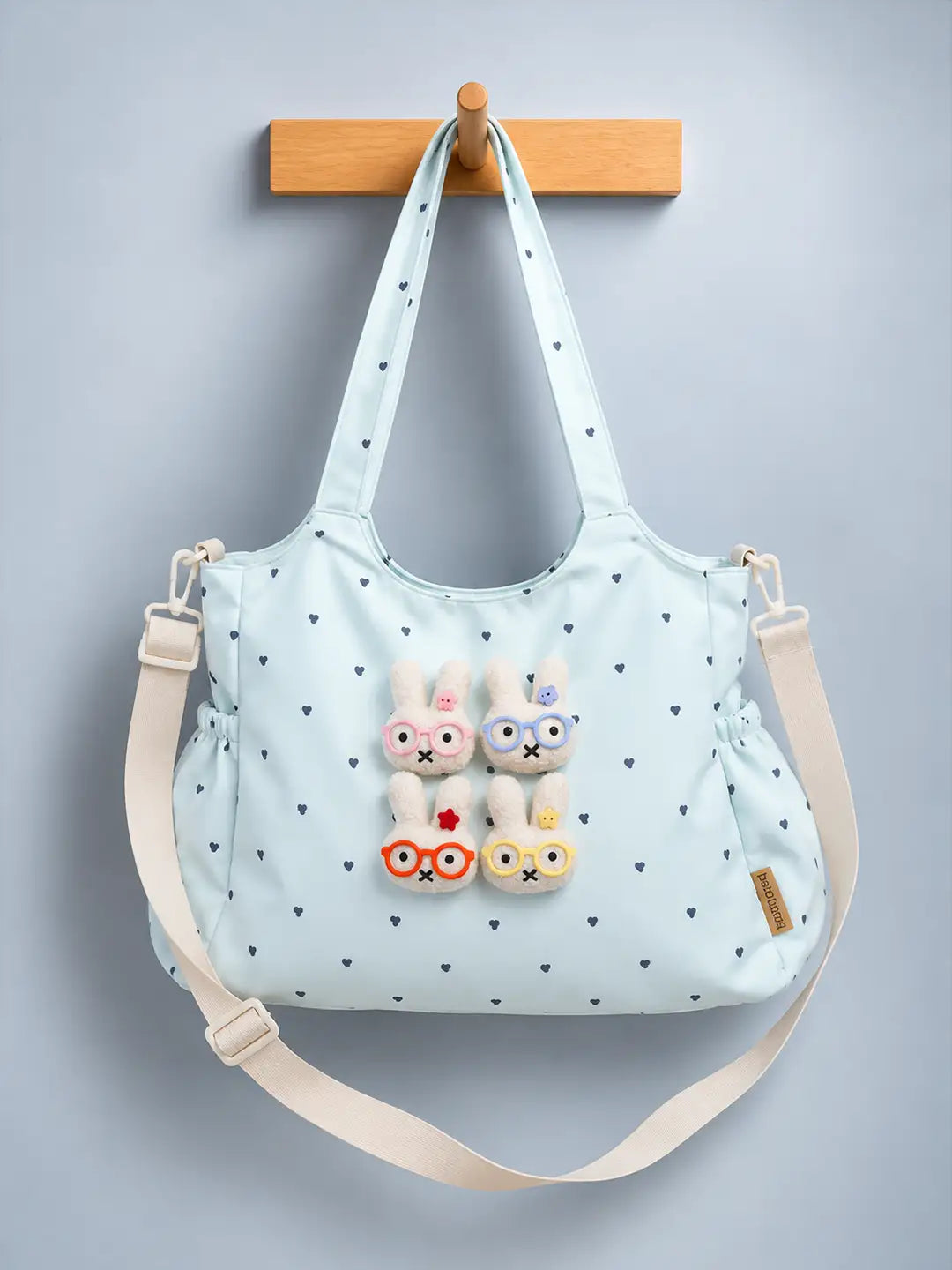 Blue Heart 3D Glasses Bunny stylish & casual Tote Bag for Teens & Adults