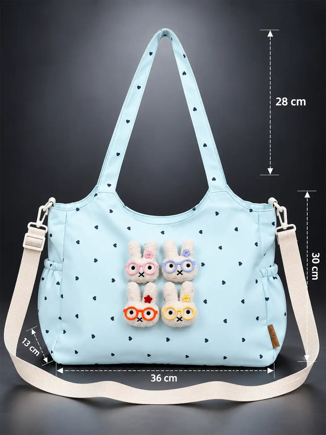 Blue Heart 3D Glasses Bunny stylish & casual Tote Bag for Teens & Adults