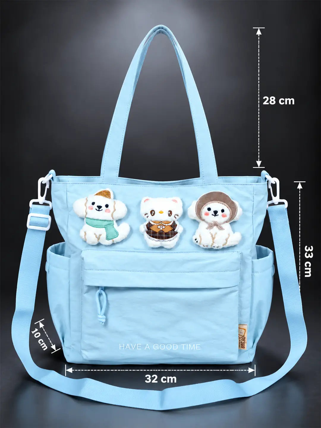 Blue 3D Puppy & Cat stylish & casual Tote Bag for Teens & Adults