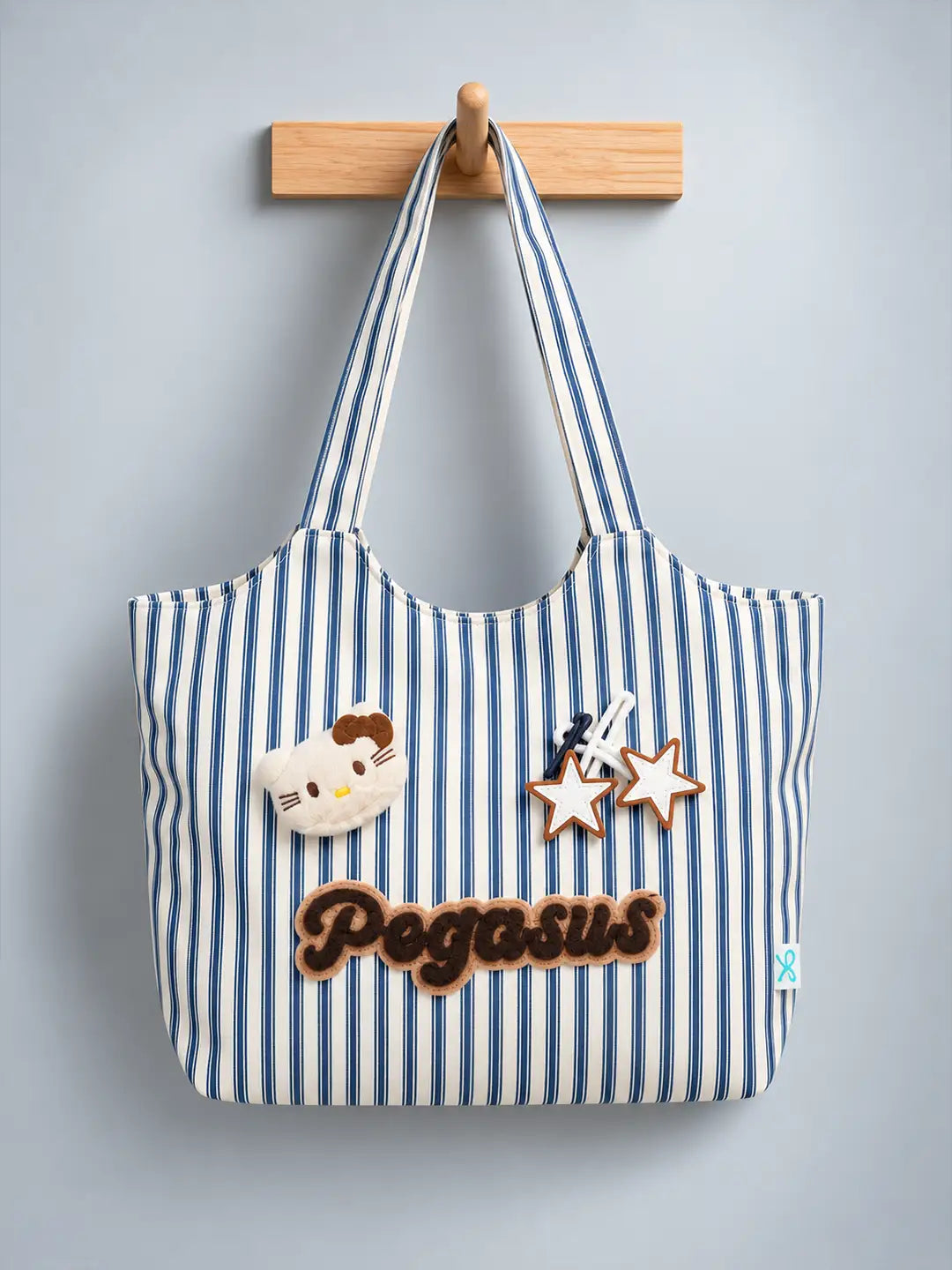 Blue & White Striped Pegasus stylish & casual Tote Bag for Teens & Adults