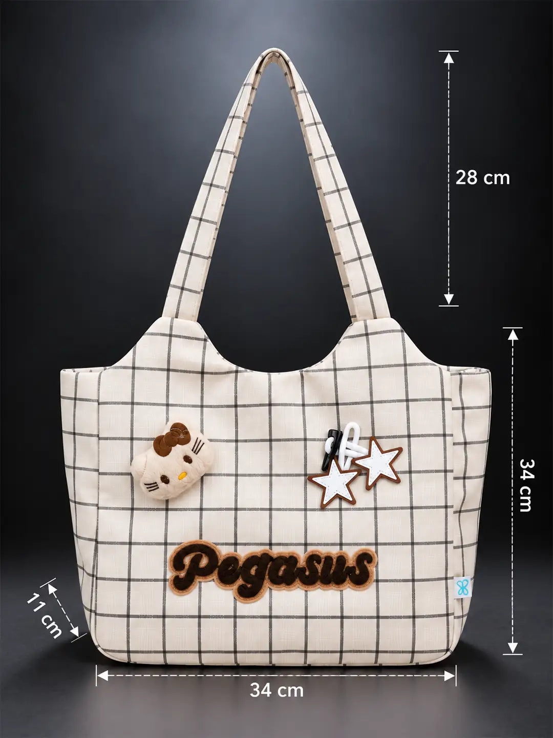 Cream Checks Pegasus stylish & casual Tote Bag for Teens & Adults