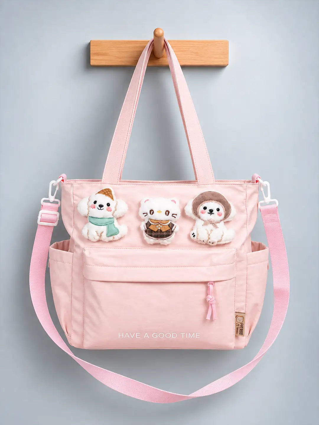 Peach 3D Puppy & Cat stylish & casual Tote Bag for Teens & Adults