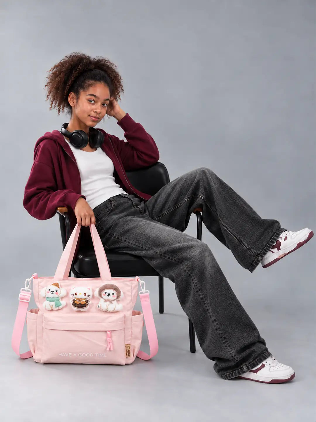 Peach 3D Puppy & Cat stylish & casual Tote Bag for Teens & Adults
