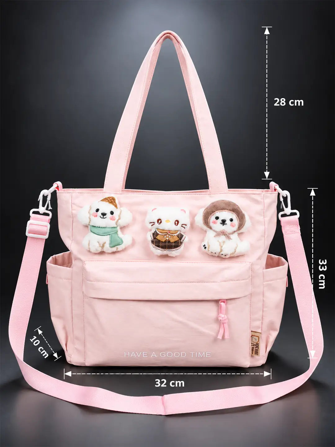 Peach 3D Puppy & Cat stylish & casual Tote Bag for Teens & Adults
