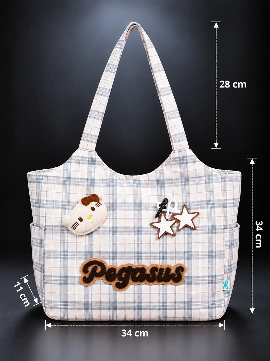 Pink Checks Pegasus stylish & casual Tote Bag for Teens & Adults