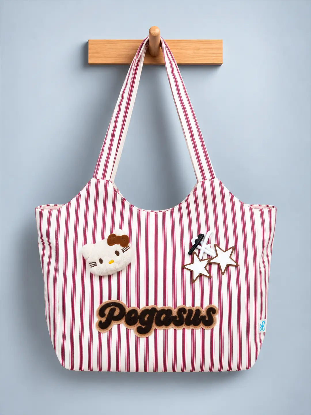 Red & White Striped Pegasus stylish & casual Tote Bag for Teens & Adults
