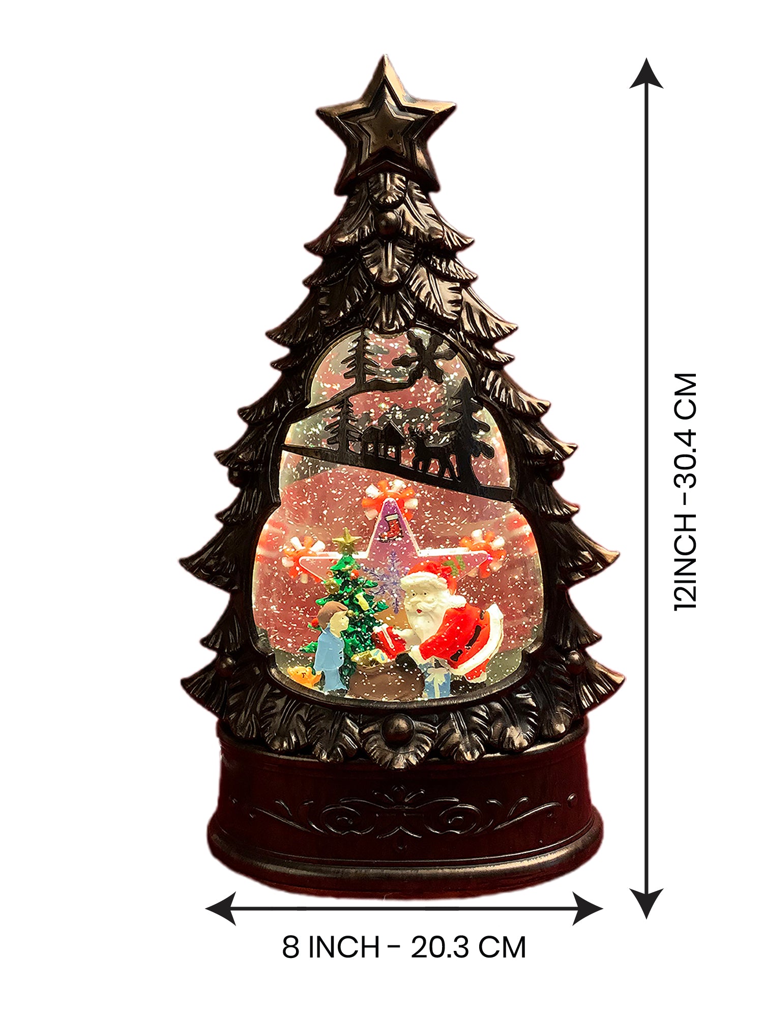Santa's Christmas Tree Musical Glitter Water Light, Christmas  Snow Globe