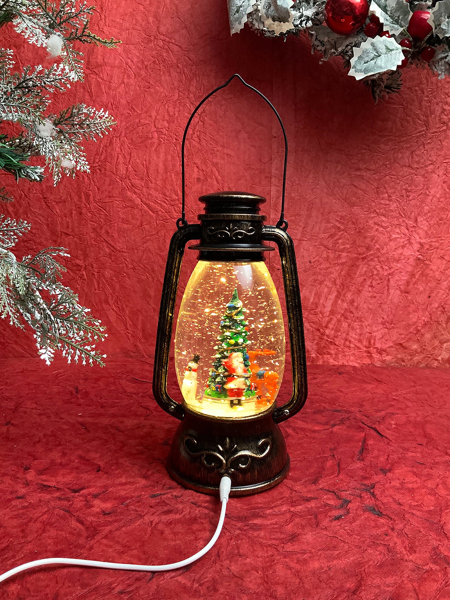 Trio Rotating Christmas Tree  Musical Glitter Water Light, Christmas Snow Lantern