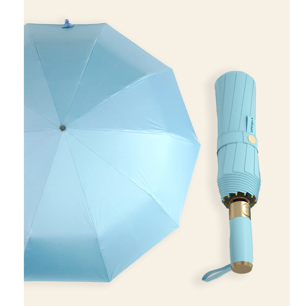 Premium Rose Gold & Blue 3 fold Auto Closure umbrella for Adults