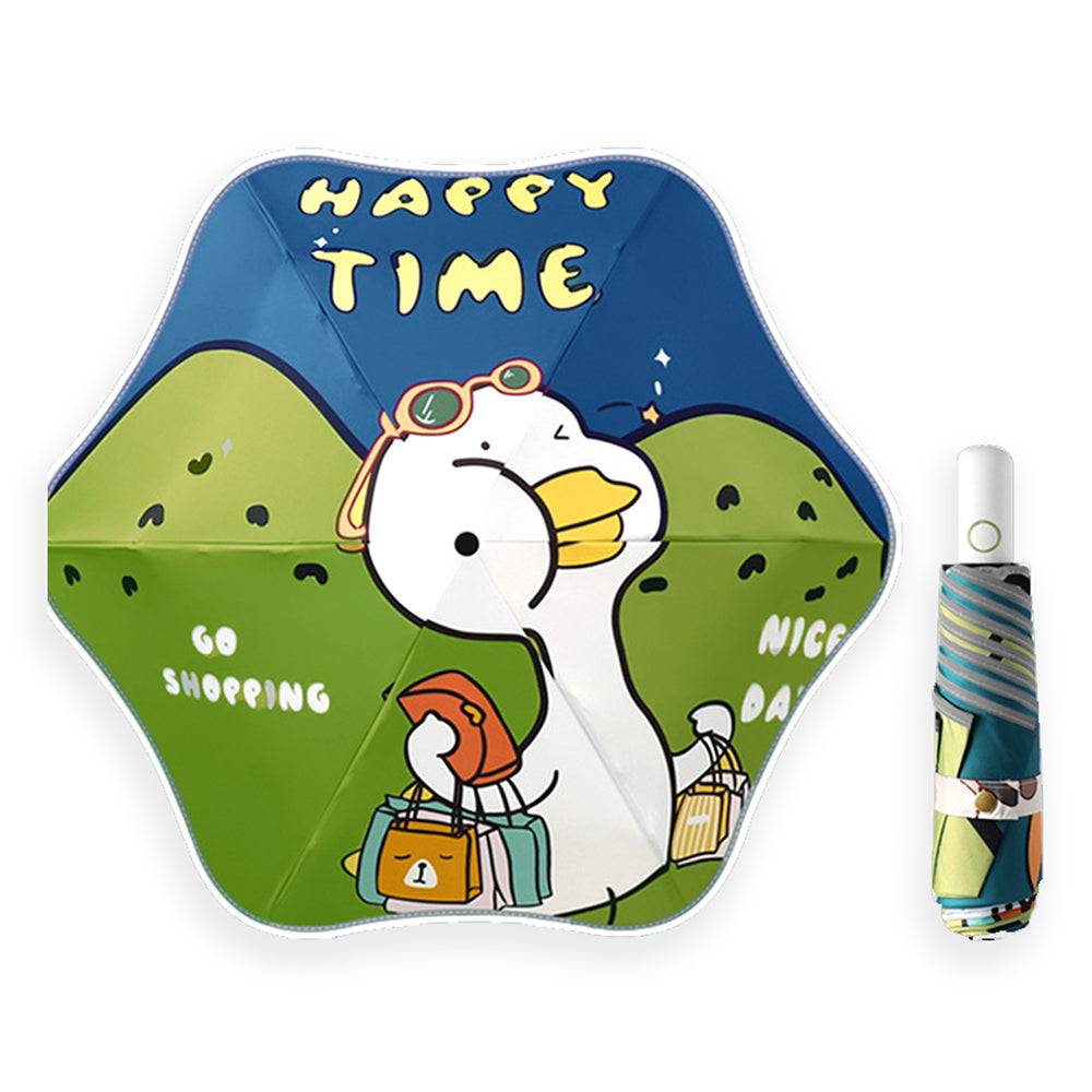 Goofy Duck 3 fold Auto Closure Umbrella for Teens and Adults