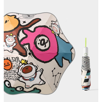Funny face 3 fold Auto Closure Umbrella for Teens and Adults