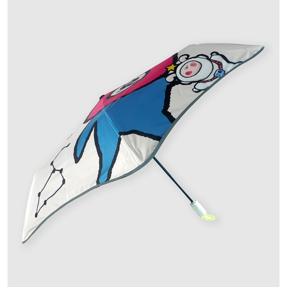 Funny face 3 fold Auto Closure Umbrella for Teens and Adults
