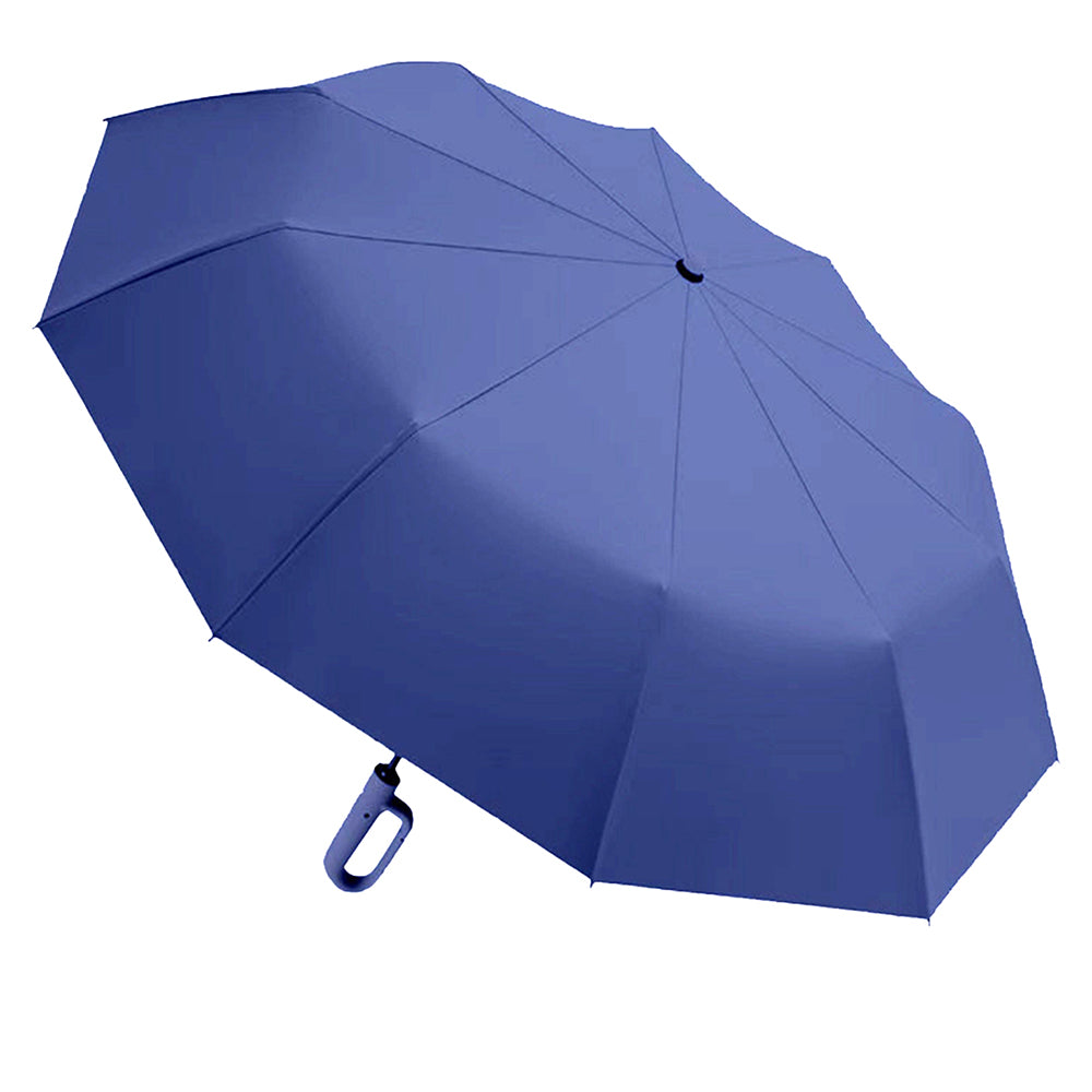 Premium Light Navy convenient U handle Grip 3 fold Auto Closure umbrella for Adults
