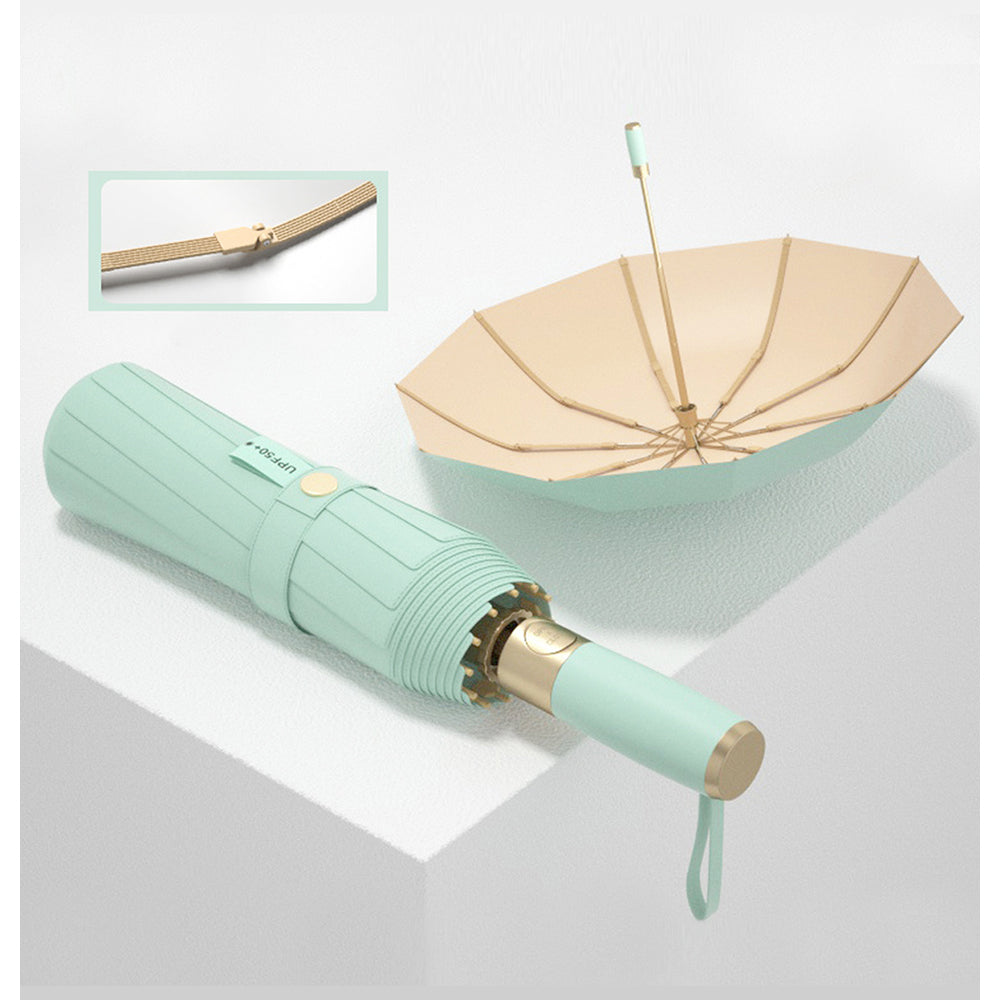 Premium Rose Gold & Mint 3 fold Auto Closure umbrella for Adults