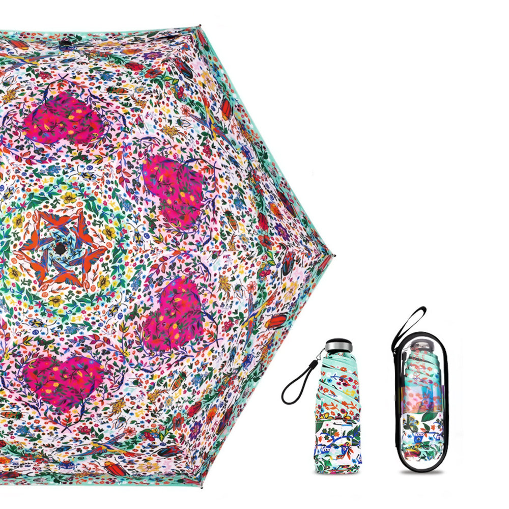 5 Fold Capsule Pocket edition Floral Heart theme Umbrella for Adults