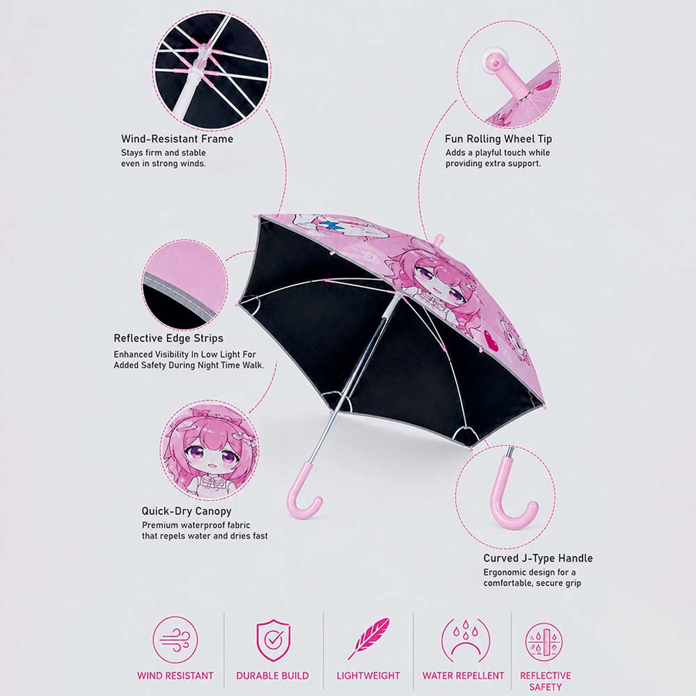 Wheel style Baby Girl Printed UPF 50+ Kids-Umbrella-5-10Y