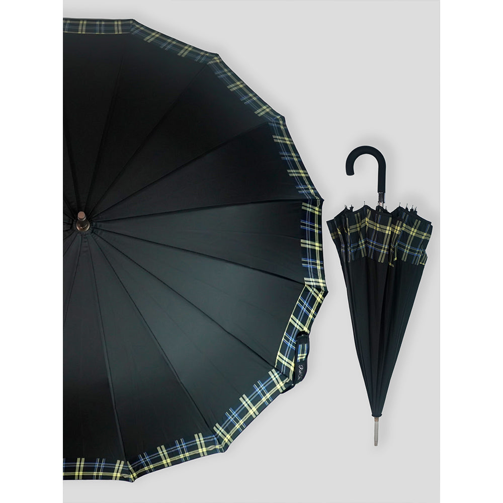 Black Checks Large Canopy Size Umbrella for Adults