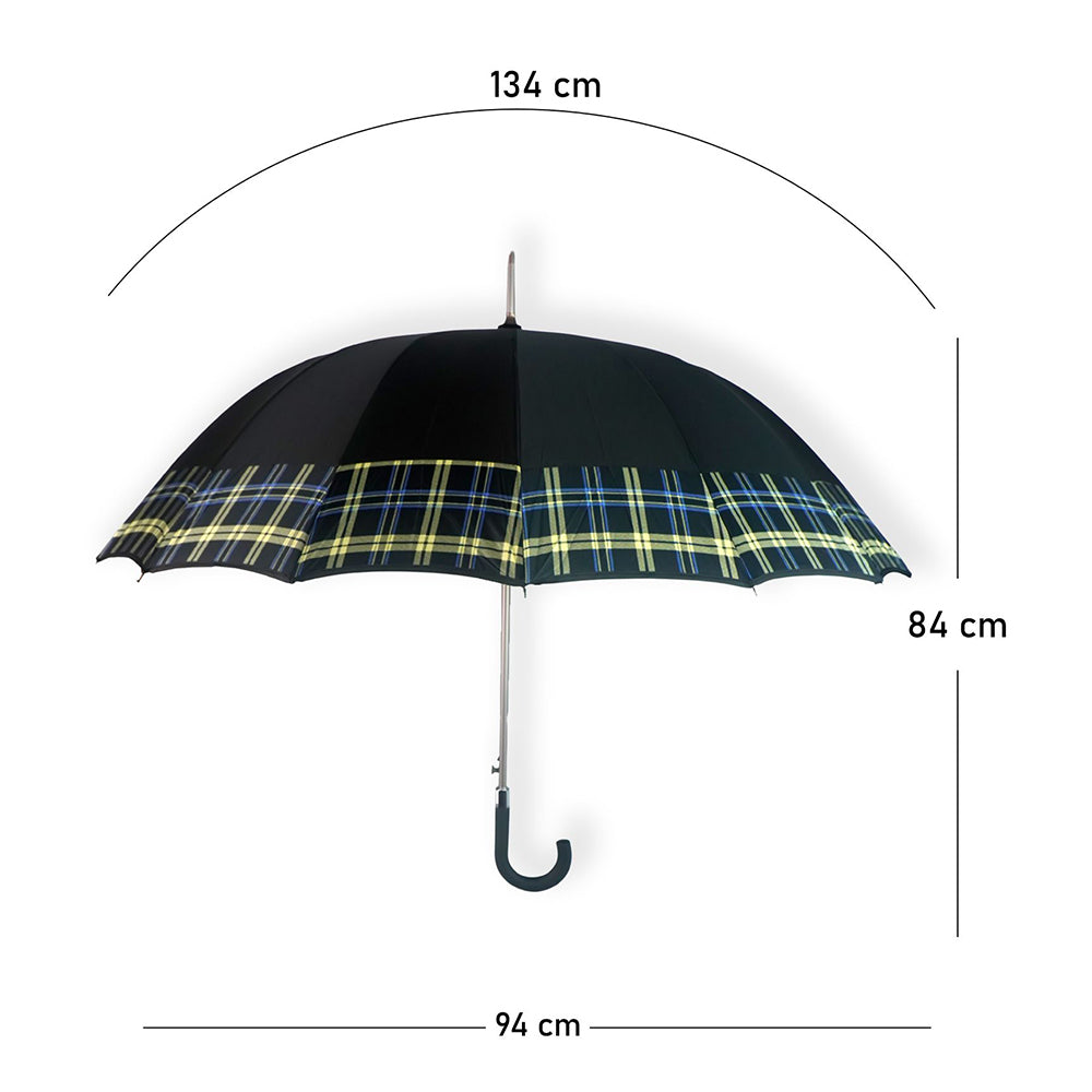 Black Checks Large Canopy Size Umbrella for Adults