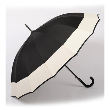 Black with Cream Border Large Canopy Size Umbrella for Adults